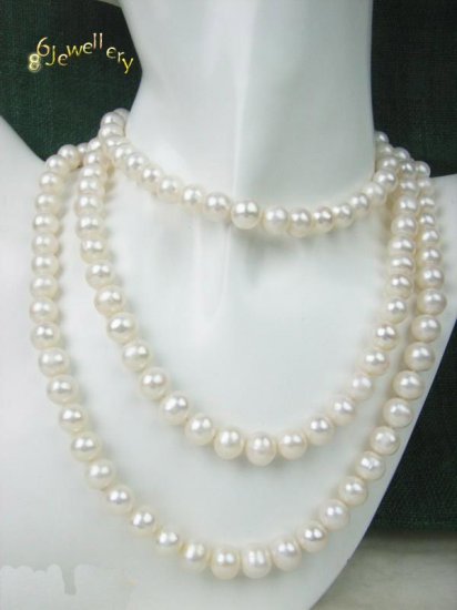 Junoesque 36" natuarl freshwater white necklace ID 0805-21