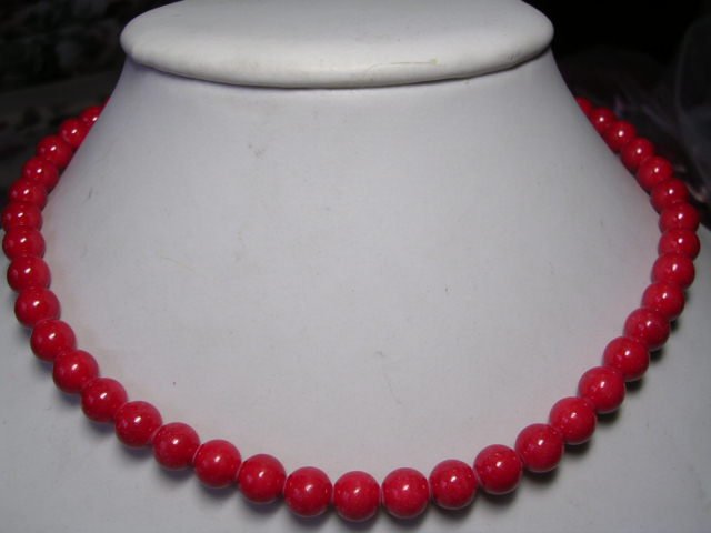 natuarl 8mm red coral necklace ID 0805-23