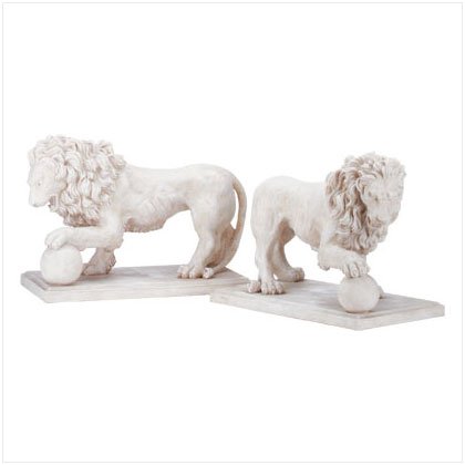 Pair of Lions Yard Sculptures