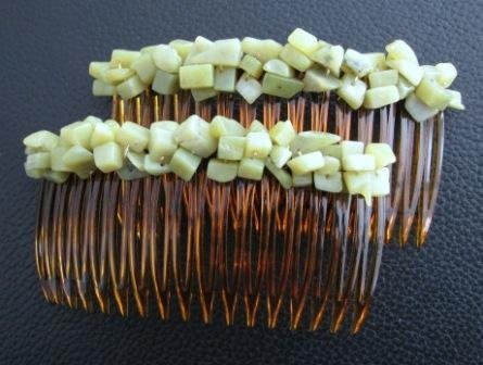 NEW Olive Jade Gemstone Hair Jewelry Combs from UnusualJewels