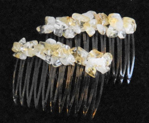 Citrine Nugget Hair Jewelry Combs Pair (Compact)