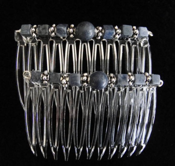 Blue Sponge Coral Hair Jewelry Combs Pair
