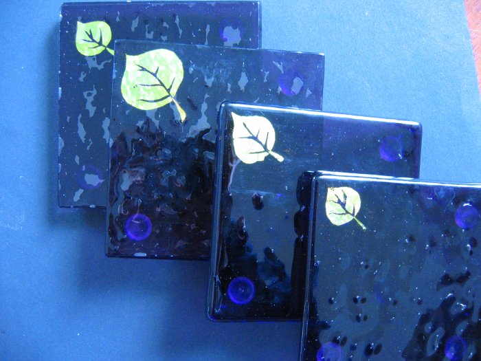 Colorado Morning: Dichroic fused glass coaster set of 4, custom order option