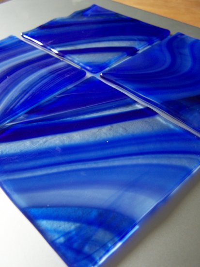 Lake Bluff: Fused glass coasters set of 4 by SunriseGlassArt