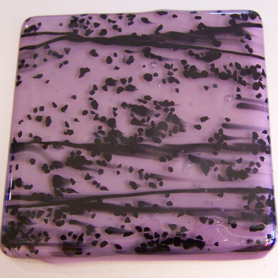 Black Speckles on Muave: Set of 4 Fused Glass Coasters, Custom Order Option