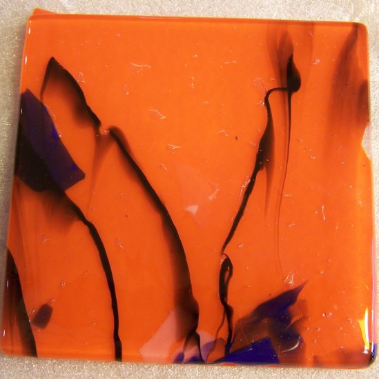Streaks on Orange: Set of 4 Fused Glass Coasters, Custom Order Option