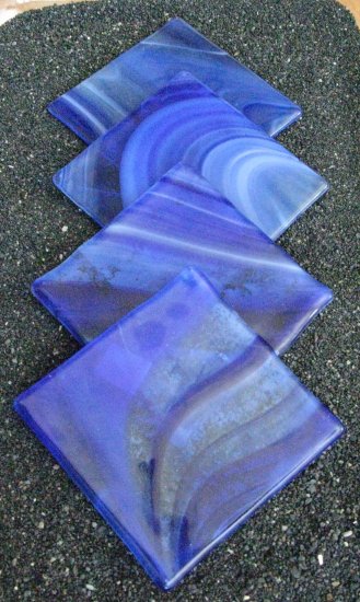 Oberlin: Fused glass coasters set of 4 by SunriseGlassArt