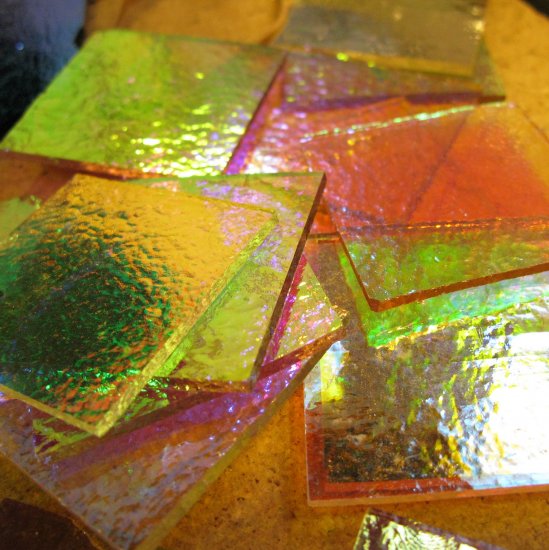 1/4 lbs. Dichroic Scrap Glass, COE 90, Dichro on Thin Clear Fusible