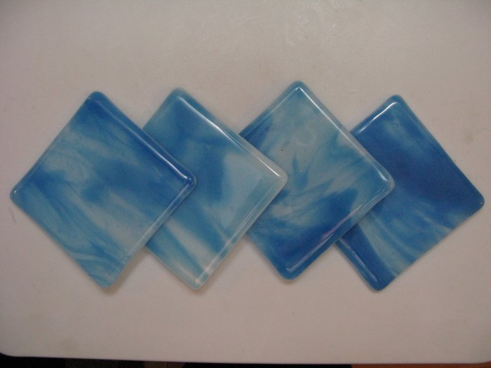 Sky: Fused glass coasters set of 4 by SunriseGlassArt