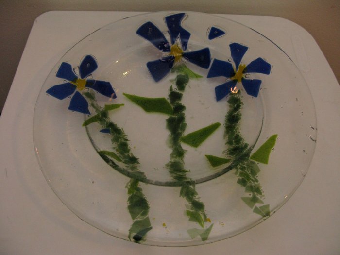 Forget-me-nots: Fused Glass Bowl, Custom Order Option
