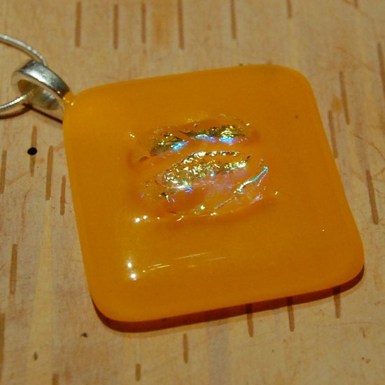 Sun Burst: Dichroic Fused glass pendant, sterling silver large bail