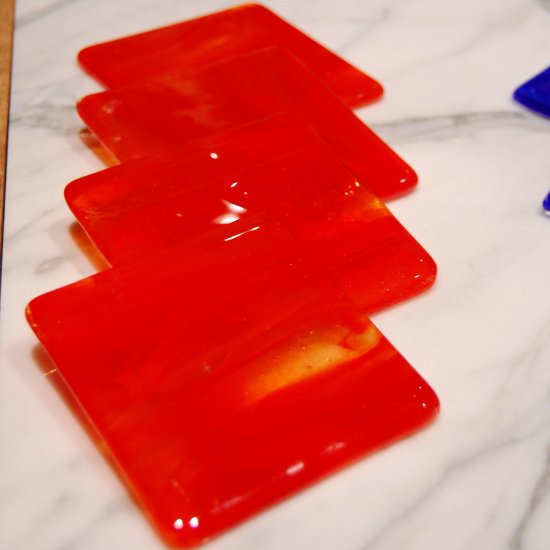 Lava: Fused glass coasters set of 4 by SunriseGlassArt