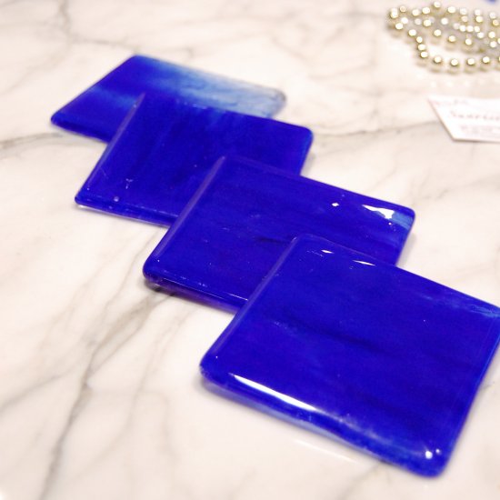 Lakeshore: Fused glass coasters set of 4 by SunriseGlassArt