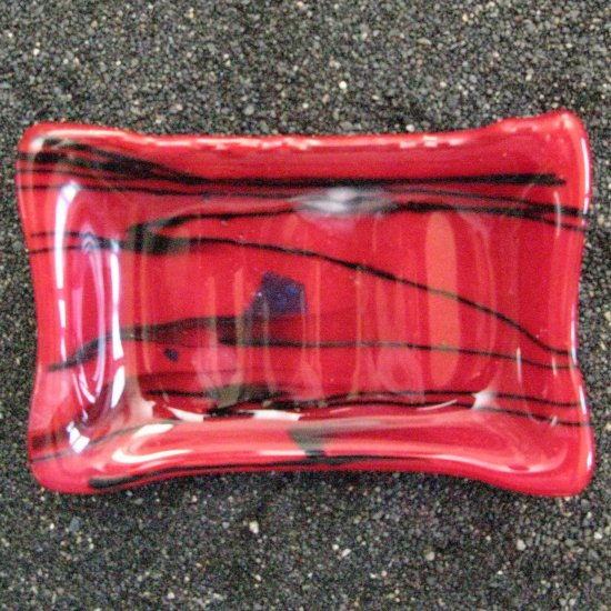 Custom option, Fireside: Fused glass soap dish with dichroic glass
