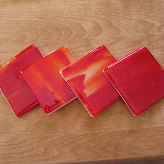 Fire: Fused glass coasters set of 4 by SunriseGlassArt