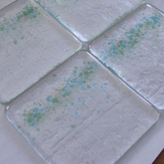 Custom option, Pebbles: Fused glass coasters set of 4 by SunriseGlassArt
