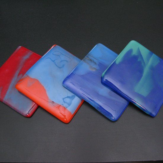 Sunrise Mix: Fused glass coasters set of 4 by SunriseGlassArt