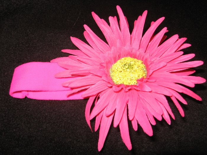 Large- New! Hot Pink Flower Headband