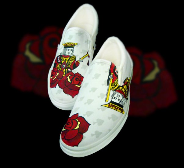 Custom Hand Painted Vans Shoes *Mens Sizes* /// Suicide Kings by Yourkicks.com