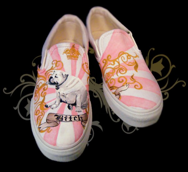 Custom Hand Painted Vans Shoes *Women Sizes* /// Queen B by Yourkicks.com