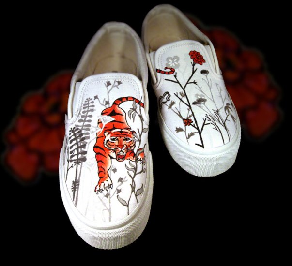 Custom Hand Painted Vans Shoes *Women Sizes* /// Panthera Tigris by Yourkicks.com