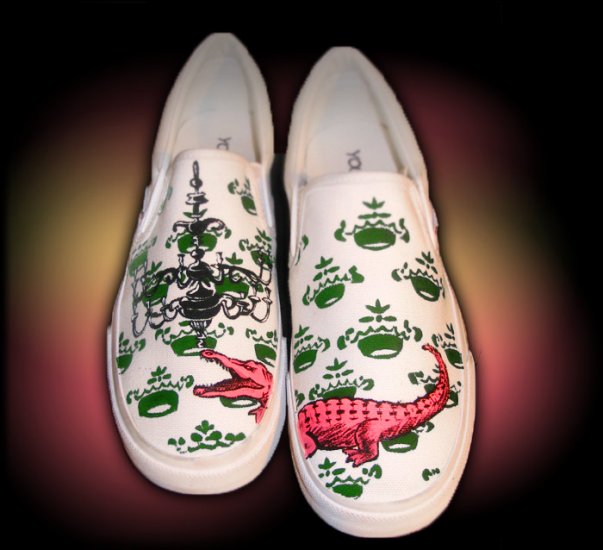 Custom Hand Painted Vans Shoes *Women Sizes* /// Accentuated Alligator by Yourkicks.com