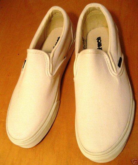Plain White Slip On Shoes, like Vans, PICS! Womens sizes.