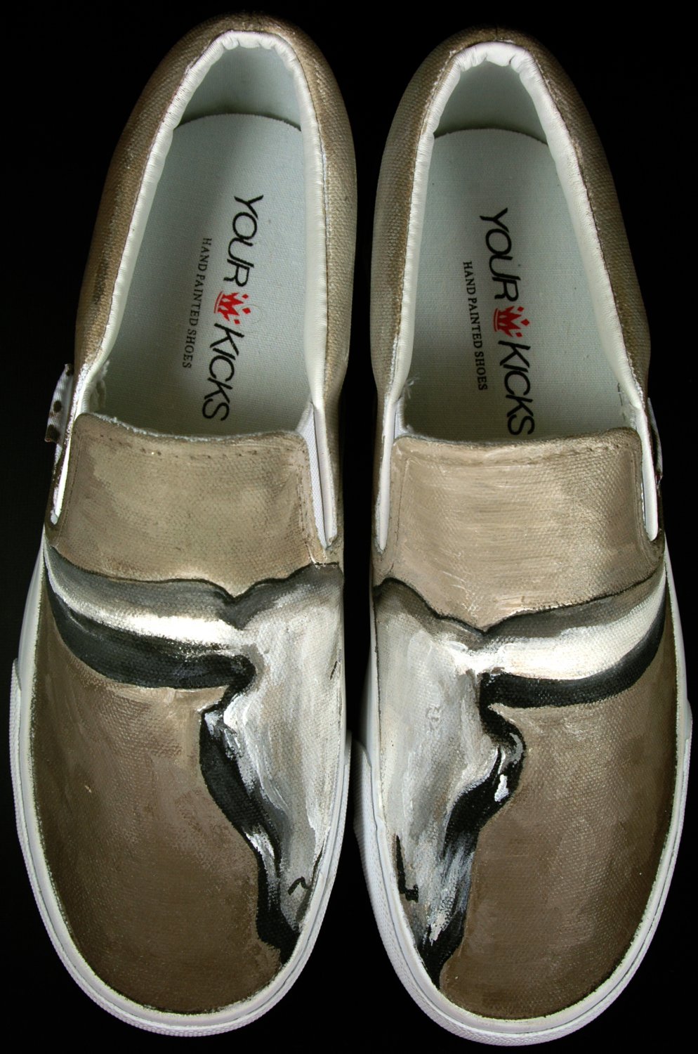 Custom Sneaker Shoes Hand-Painted Vans Slip ons - "The Longhorn"