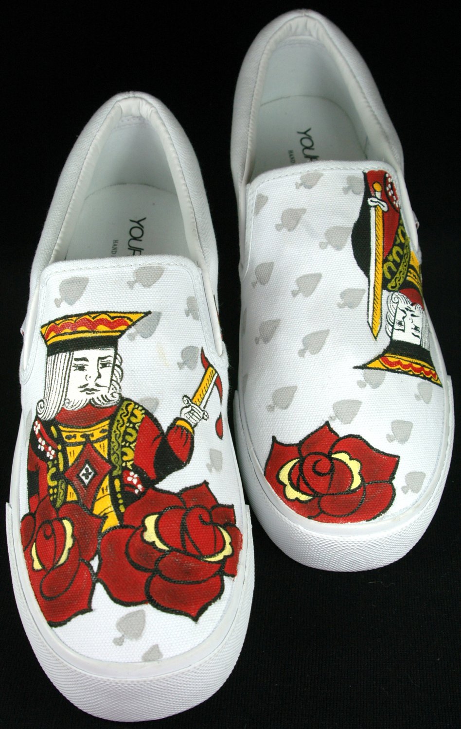 Hand Painted Shoes : Custom Vans Slip-ons Sneakers For Men - "The Victorious King"