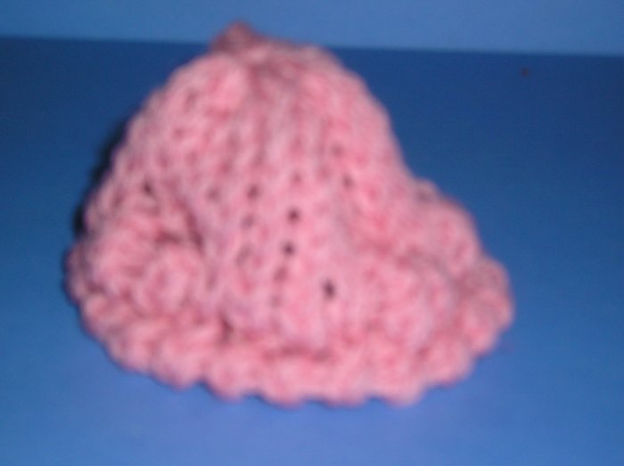 Pink poofy Knit cap Hat Sock Monkey or Doll Handmade NEW!