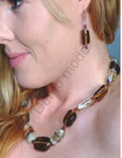 White and Brown Necklace with matching earrings