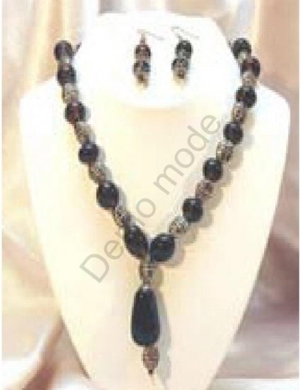 Black and Silver Necklace with matching earrings