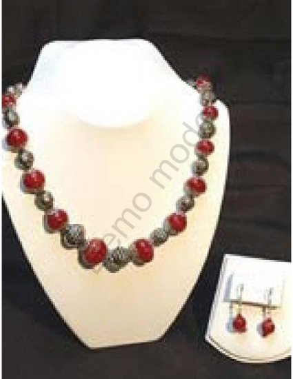 Red and Silver Necklace with matching earrings