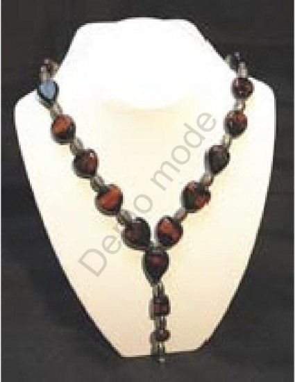 Brown and Black Necklace with Silver Beads