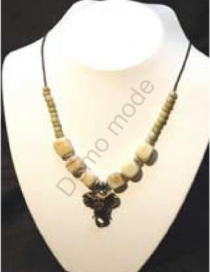 Cream Necklace with Elephant Head Pendant