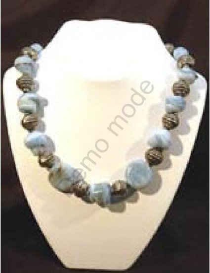 Light Blue Necklace with Silver Beads