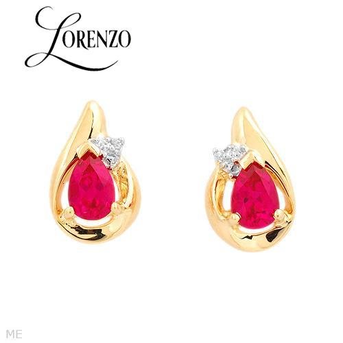 1.11 Diamond and Created Rubies Earrings