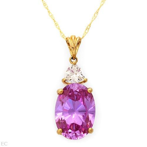 11.40ctw Cz Necklace in Solid Yellow Gold