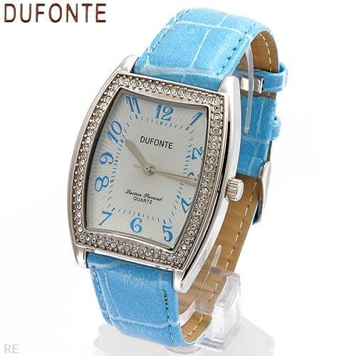 Dufonte Crystal watch featuring blue leather straps.