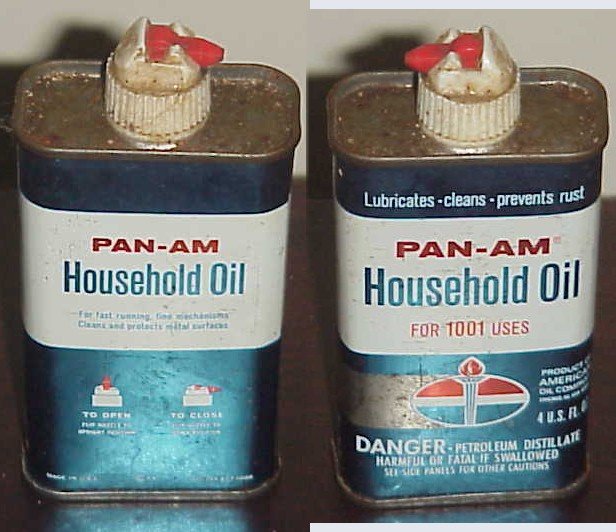 VINTAGE AMERICAN OIL PAN-AM HOUSEHOLD OILER TIN