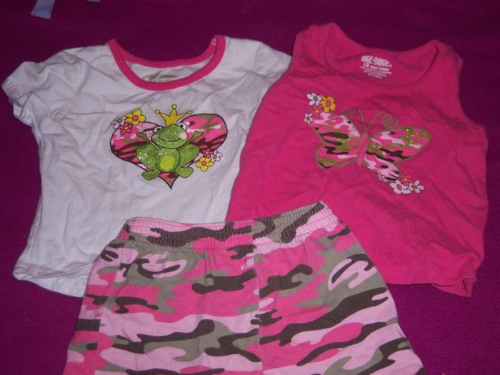 Infant Girls 3-pc summer camo outfit by Okie Dokie size 18 months