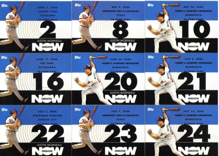 JUSTIN MORNEAU - Topps *Generation Now* - Lot of 13