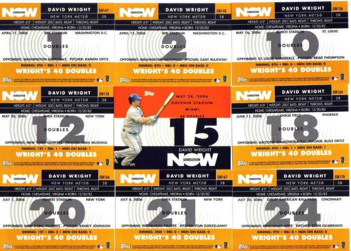 DAVID WRIGHT - Topps *Generation Now* - Lot of 15