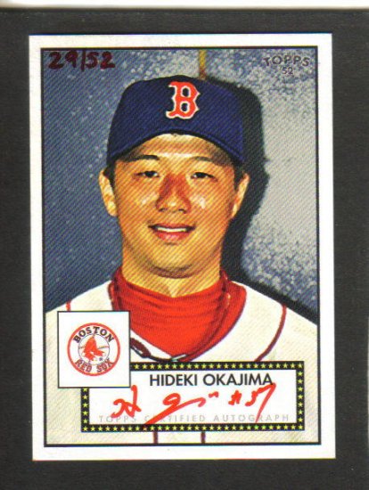 HIDEKI OKAJIMA - 2007 Topps 52 - Red autograph - 29/52 RARE - BV$150.00