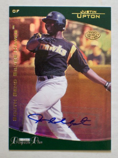 JUSTIN UPTON - 2006 Tristar Prospects Plus - Pro Debut * GOLD * ROOKIE AUTOGRAPH #d 09/50