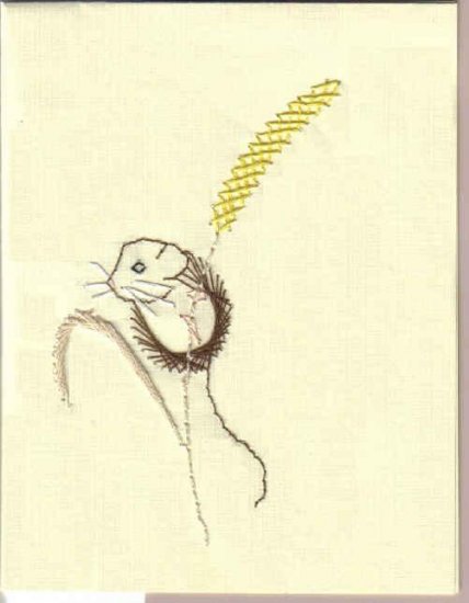 Handmade Embroidered Little Mouse Cards