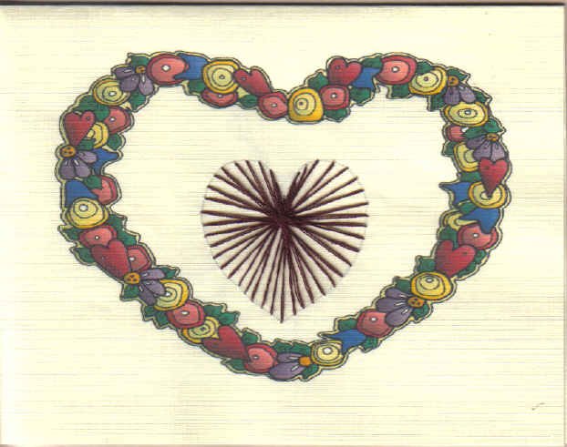 Handmade Embroidered Heart Cards