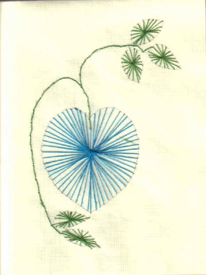 Blue Heart-shaped Flower Embroidered Notecards