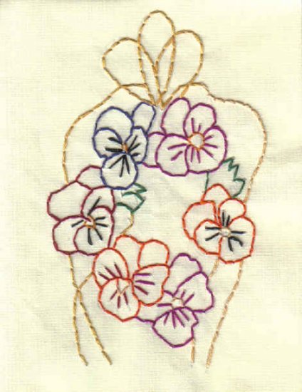 Hand Embroidered Handmade Pansy Note Cards
