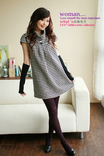 Short Checkered Taiwan Latest Fashion Doll Dress D0404KP